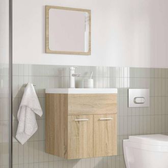 Berkfield Home Practical 3 Piece Bathroom Furniture Set Sonoma Oak Engineered Wood in Light Tan