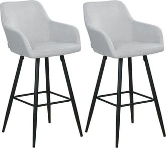 Beliani Conjunto De 2 Sillas De Bar De Estilo Moderno En Color Gris Claro Fabricadas En Terciopelo Con Patas De Metal Casmalia