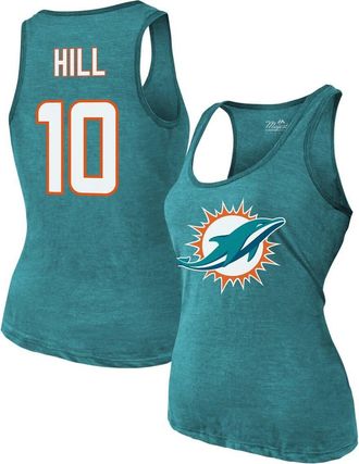 Majestic Threads Womens Majestic Threads Tyreek Hill Aqua Miami Dolphins Name & Number Tri-Blend Tank Top at Nordstrom, Size X-Large