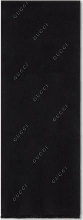 Gucci Wool Silk Jacquard Scarf, Black