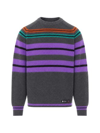 Lanvin Charcoal Striped Wool-Blend Crewneck Sweater