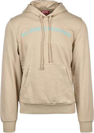 Diesel Felpa con cappuccio - Heren - Hoodies - Beige - S - Katoen - Hoodies & sweatvesten