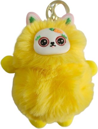Generic Fluffy Animal Plush Keychain - Cute Soft Furry Pom-Pom Bag Charm with Big-Eyed Cartoon Face, Adorable Key Ring Accessory for Kids & Adults (Multiple C