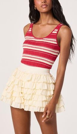 ASTR the Label Kaylea Stripe Rib Sweater Tank in Red Stripe at Nordstrom, Size Large