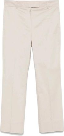 Max Mara Slim-fit cropped broek - Dames - Vrijetijds broeken - Beige - XS - Katoen - Broeken