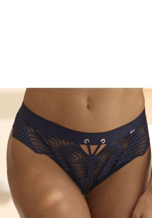 Lascana String LASCANA Marla, Damen, Gr. 32/34, blau (dunkelblau), Spitze, Obermaterial: 91% Polyamid, 9% Elasthan, k&ouml;rpernah, Unterhosen String, aus Spitze m
