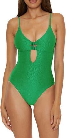 BECCA by Rebecca Virtue Luxe Metallic One-Piece Swimsuit in Emerald at Nordstrom Rack, Size Large