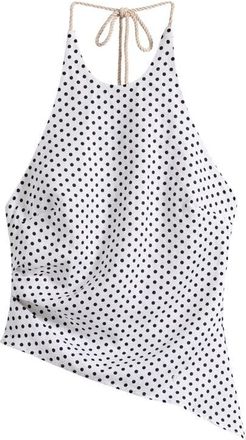 Reformation Reese Polka Dot Linen Top in Eclipse Dot at Nordstrom, Size 12