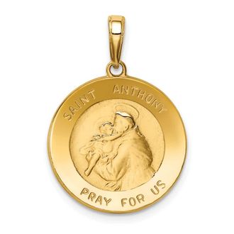 Diamond2Deal 14k Yellow Gold Saint Anthony Small Round Medal Pendant