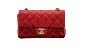 Chanel Red Mini Lambskin Quilted Rectangular Flap