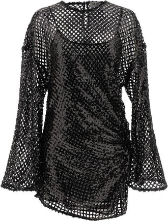 The Attico Black Sequin mesh dress