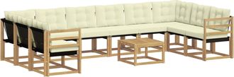 vidaXL Conjunto De Sof&aacute;s De Exterior 11 Uds. Blanco Y Crema Vidaxl