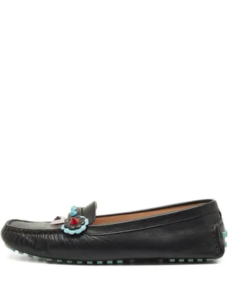 Fendi Flowerland leather loafers - Black