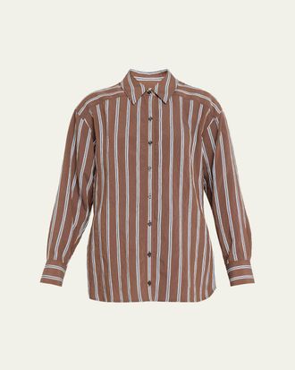 Veronica Beard Lloyd Stripe Button-Front Shirt