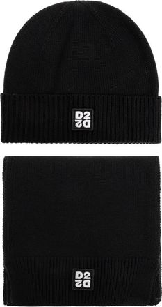 Dsquared2 Hoed en Sjaal Set - Heren - Hoeden - Zwart - ONE Size - Wol - Accessoires