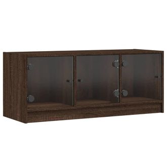 vidaXL Mueble De Tv Con Puertas De Vidrio Marr&oacute;n Roble 102x37x42 Cm Vidaxl