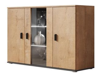 Mirjan24 Aparador Tornola 106, Roble De Lefkada + Negro, 80x120cm, N&uacute;mero De Puertas: 341cm, Vidrio, Aglomerado Laminado, Led