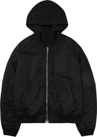 Juun.J Signature Hood Afneembare Nylon Ma-1 Jumper - Heren - Bomber jackets - Zwart - M - Nylon - Jassen