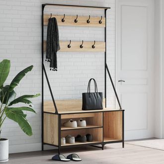 vidaXL Vidaxl - Perchero Con Zapatero Roble Sonoma 100x41x184 Cm Marr&oacute;n