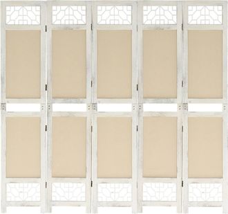 vidaXL Biombo Divisor De 5 Paneles De Tela Color Crema 175x165 Cm Vidaxl