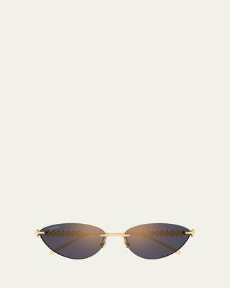 Cartier Rimless Metal Cat-Eye Sunglasses