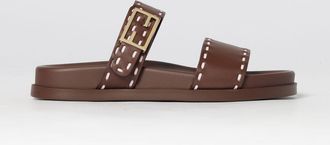 Fendi Slippers Feel Fendi in pelle con cuciture a contrasto