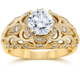 Pompeii3 Emery.75Ct Vintage Diamond Antique Engagement 14K Yellow Gold Size Selectable
