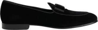 Dolce & Gabbana Black Velvet Slip On Loafers Formal Men Mens Shoes (Pre-Owned)