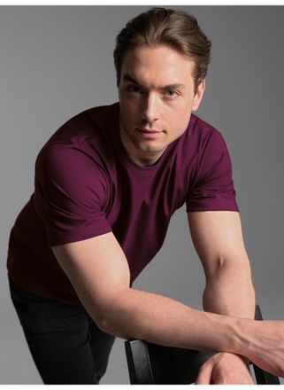 Trigema T-Shirt TRIGEMA TRIGEMA T-Shirt DELUXE Baumwolle, Herren, Gr. 3XL, rot (sangria), Single Jersey, 100% Baumwolle, Basic, lang, Rundhals, Shirts T-Shirt