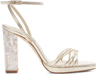 Freya Rose Bianca block-heel sandals - women - Calf Leather/Kid Leather/Calf Leather - 37 - Gold