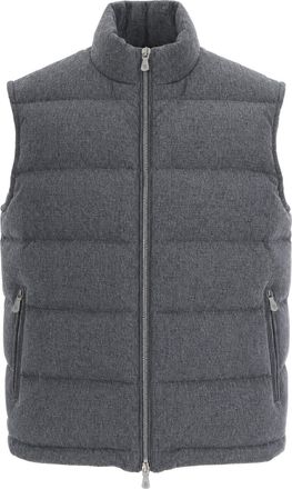 Eleventy Medium Grey Melange Down-Filled Wool-Cashmere Vest