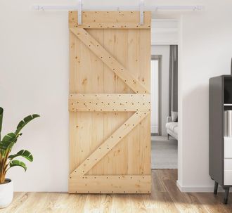 vidaXL Vidaxl - Puerta Corredera Con Herrajes Madera Maciza De Pino 95x210 Cm