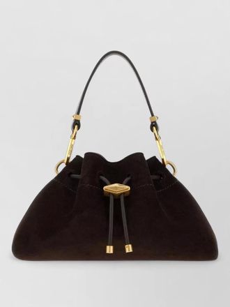 Jimmy Choo London suede small cinch bucket bag top handle