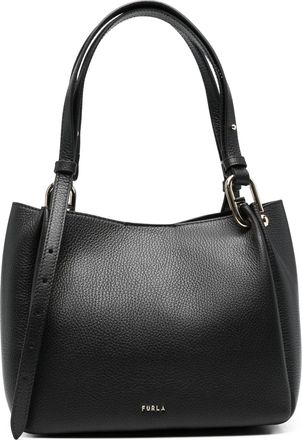 Furla Black Nuvola M Pebbled Leather Tote Bag