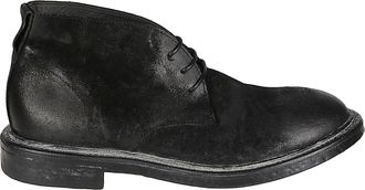 Moma Minimalist Black Calf Leather Ankle Boots