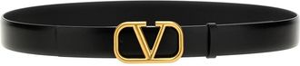 Valentino Garavani Black V Logo Signature Belt
