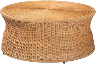 Baxton Studio Caroline Round Rattan Coffee Table