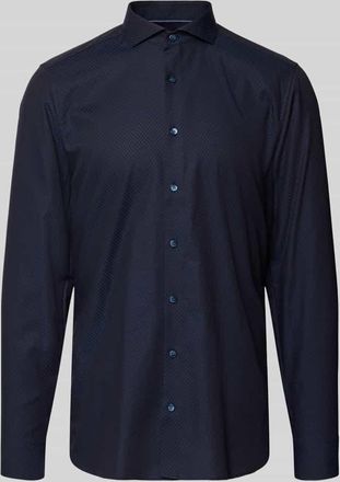 Olymp Level 5 Regular Fit Business-Hemd mit Strukturmuster in Marine, Größe 38