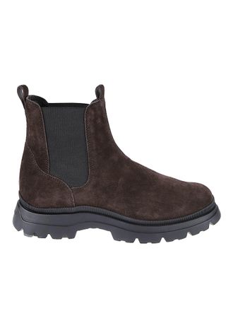 Hogan H692 Suede Calfskin Rugged Sole Chelsea Boots