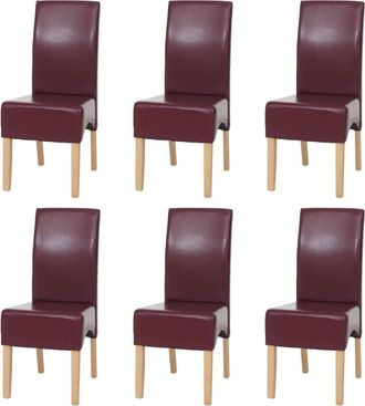 Hhg Hhg - Nunca Usado] Lote De 6 Sillas De Comedor Silla De Cocina Silla Latina, Cuero, Rojo, Patas Claras