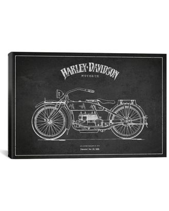 iCanvas Icanvasart Harley-Davidson Charcoal Patent Blueprint By Aged Pixel