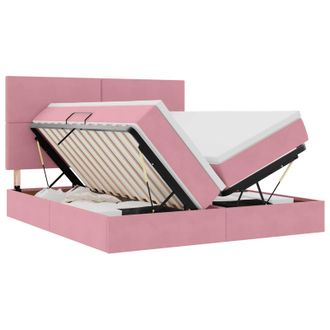 vidaXL Cama De Almacenamiento Led Con Colch&oacute;n Rosa 180 X 200 Cm Vidaxl