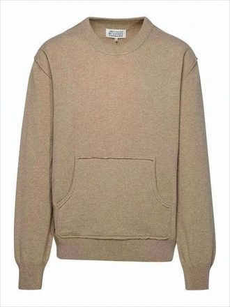 Maison Margiela Relaxed Fit Cashmere-Wool Blend Sweater With Kangaroo Pocket