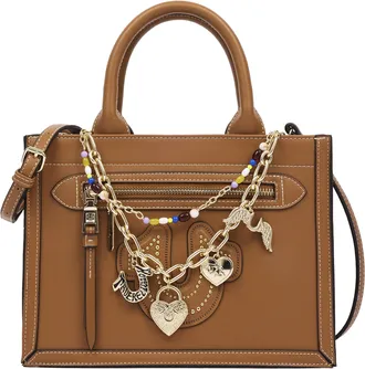 True Religion Vintage Chain Modern Tote Bag with Horseshoe Appliqu&eacute; & Charms