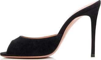 Generic Black,6.5 UK,Womens Pumps Peep Open Toe Stiletto High Heels Slip On Backless Slides Summer Formal Wedding Party Dress Sandals Shoes