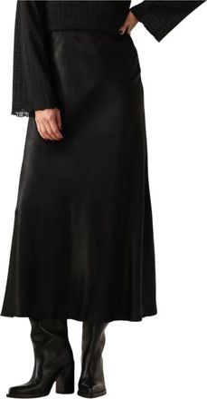 Moss Copenhagen Elegante Zwarte Midi Rok - Dames - Midirokken - Zwart - M - Rokken