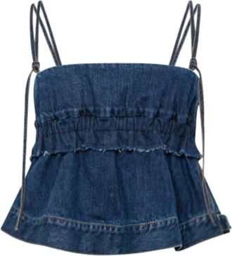 sacai Structured Denim Pullover with Gathered Detailing