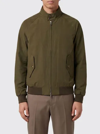 Baracuta Cotton Blend Bomber Jacket with High Collar and Zip Closure