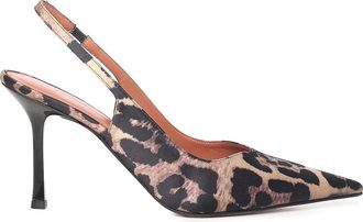 Giuliano Galiano Holly Slingback Dcollet In Animal Print Satin
