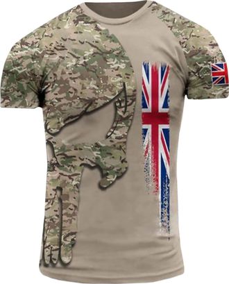 Generic British Veteran UK Army Mens Camouflage Short Sleeve Crew Neck T Shirt UK11 (UK, Alpha, 3XL, Regular, Regular, UK11)